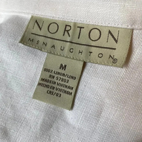 Norton McNaughton 100% Linen Floral Embroidery Button Up Shirt Women Size M - Picture 4 of 8